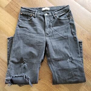 Abercrombie Fitch 30/10 The Dad High Rise Black Distressed Jeans See Measurement
